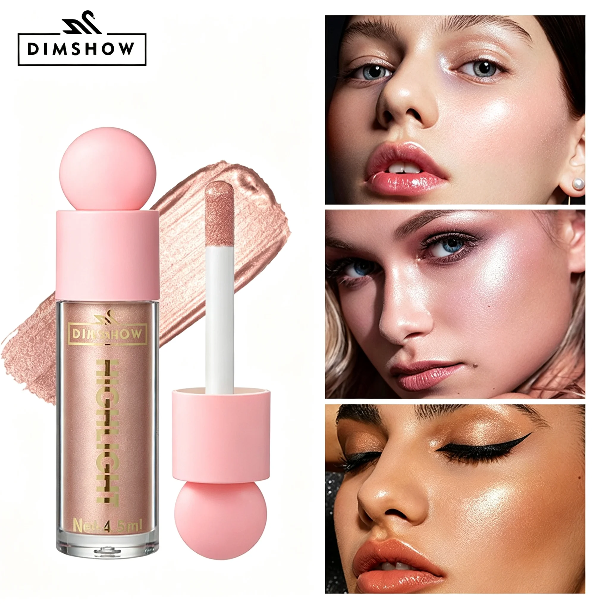 Multi-Purpose Liquid Makeup for Lips and Cheeks, Moisturizing Texture with Natural Color Payoff, Multifunctional Blush, Eyeshadow, Highlighter, and Contouring Liquid, Versatile Facial Brightening Makeup