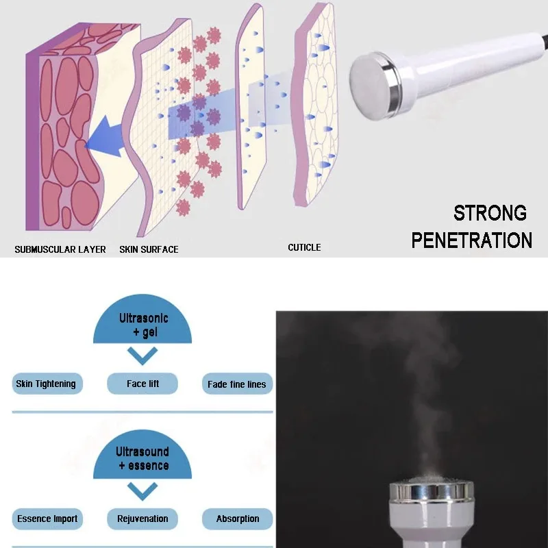 آلة الوجه بالموجات فوق الصوتية أدوات العناية بالبشرة الوجه والجسم مدلك بالموجات فوق الصوتية يشد الجلد رفع إزالة السموم جهاز الجمال