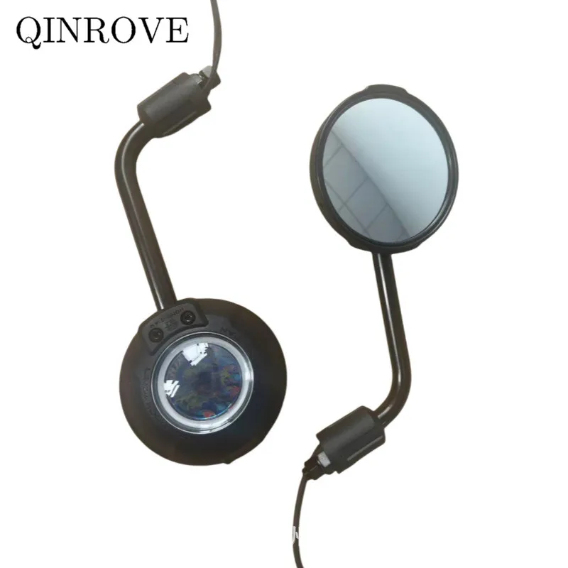 

With LED Light Motorcycle Rear View Mirror 8/10MM Universal Motorbike scooter Accessories white Glass Round 1 Pair Side Mirror