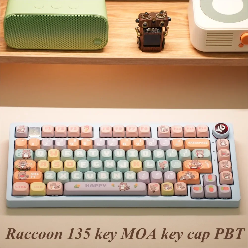 Little Raccoon 135-key MOA keyboard keycaps, custom keycaps, animals, cute keycaps, mechanical keyboard accessories