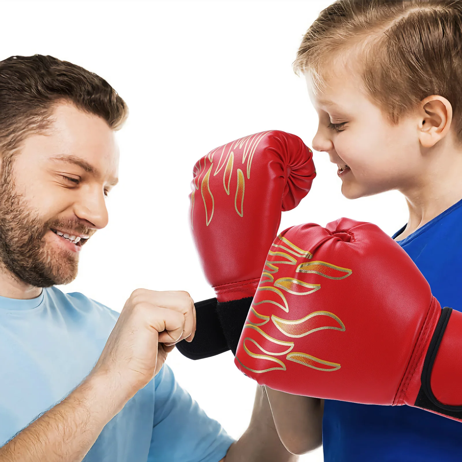 Luvas de boxe de couro ajustáveis para crianças, treinamento confortável, Kickboxing Fighting Mitts, protetor de mão vermelho