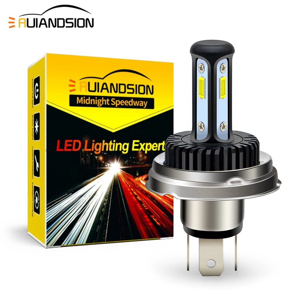 

RUIANDSION P45T H4 Motorcycle Headlights CSP 3SMD DC 12v 24v Tricycle Lights 21.6W LED Bulb White/Lemon Yellow 4500Lm 1/2pcs