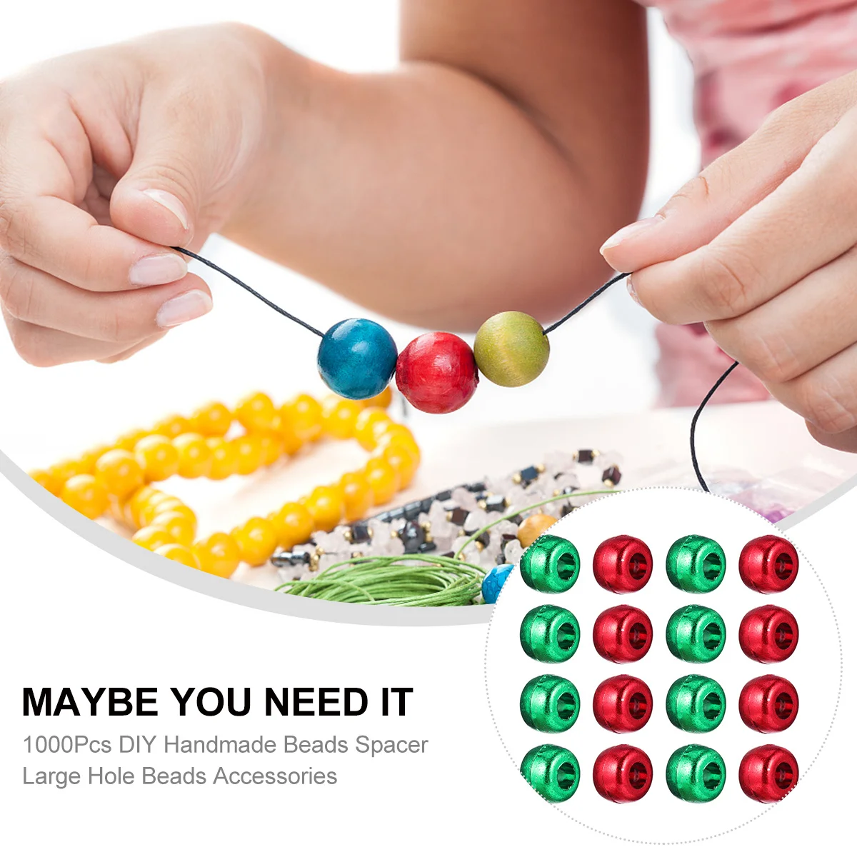 1000 Stück handgemachte Perlen zum Selbermachen, großes Loch, Kunststoff-Abstandsperlen, gemischte Farben, Schmuckherstellung, Zubehör, DIY-Materialien