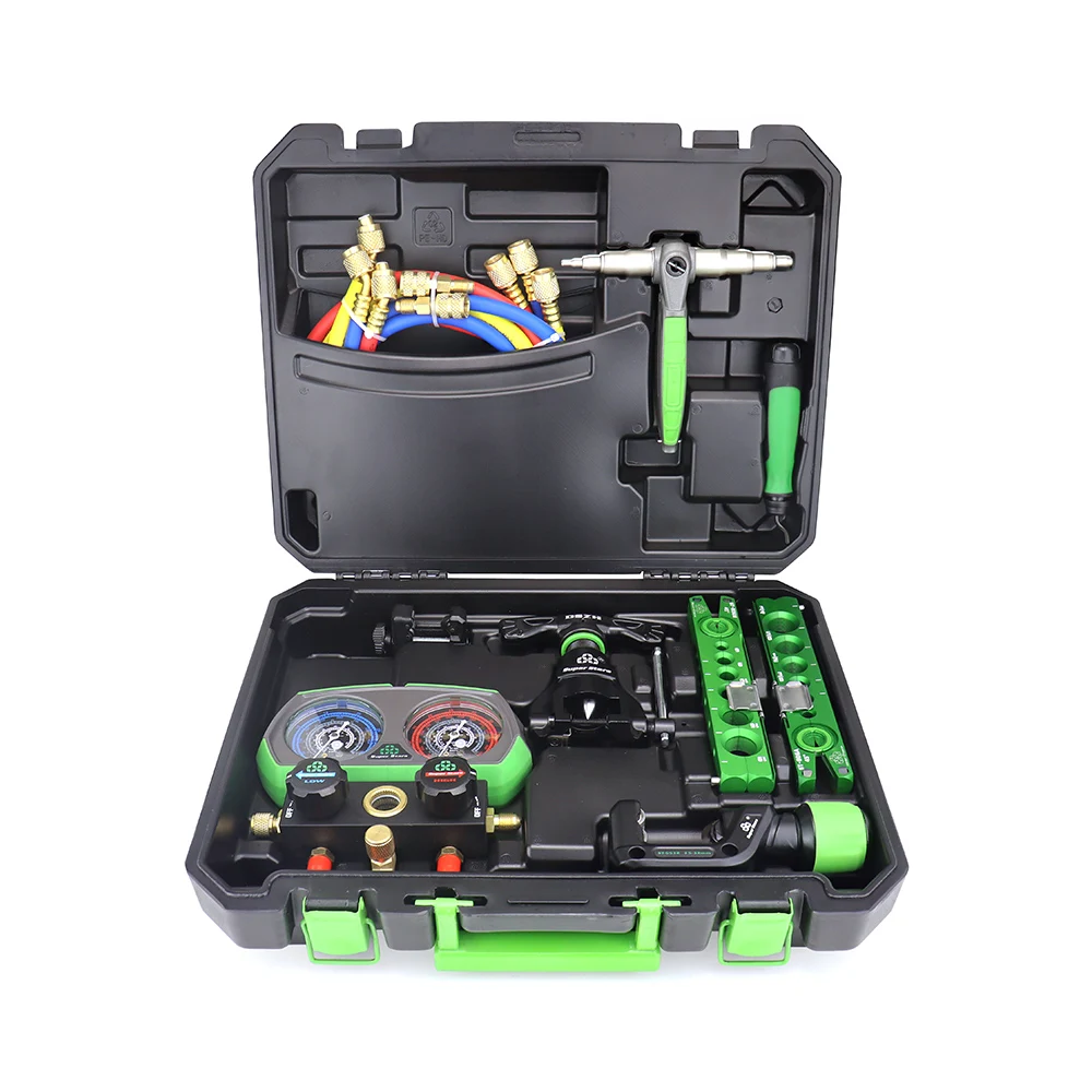 Portable HVAC Repair Tool Kit Including Pipe Expander, Flaring Tool, Manifold Pressure Gauge