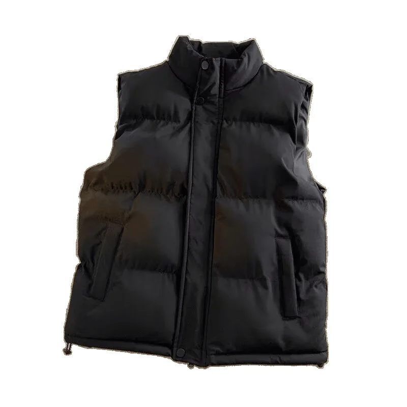 Parkas para mujer, chaleco, abrigos, chaquetas sólidas, bolsillo con cremallera, cordón, cuello levantado, sin mangas, grueso, holgado, informal, Otoño Invierno 2025