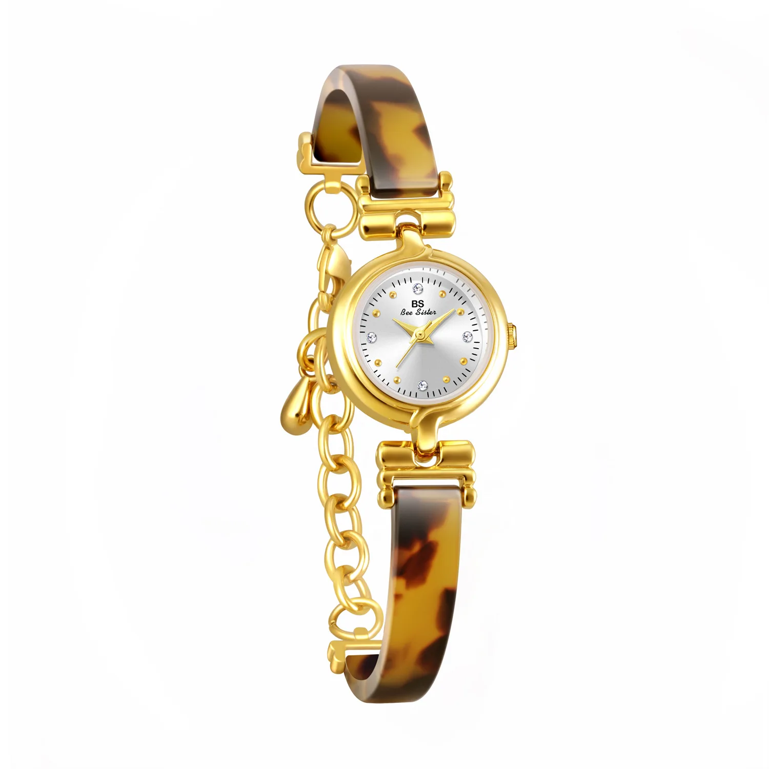 French Elegant Tortoiseshell Amber Vintage Bracelet Chain Gold Women\'s Watch Exquisite Small Dial Quartz Watch Delivery Gift Box