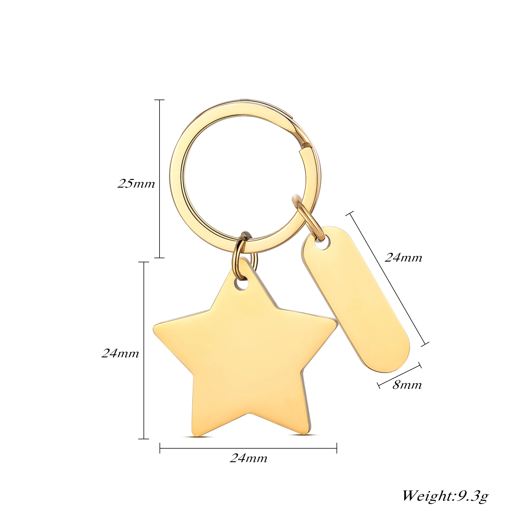 1Pc Personalized Stainless Steel Keychain Polished Blank Metal Star Charm Pendant Keychains For Engraving ID Tag Jewelry