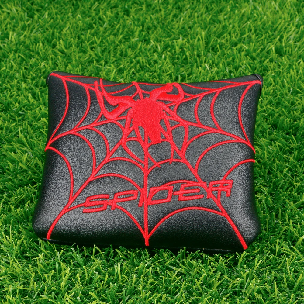 Spider Design Golf Mallet Putter Headcover, Premium PU Leather Club Cover, Magnetic Closure Waterproof Sleeve, Golf Accessories view 3
