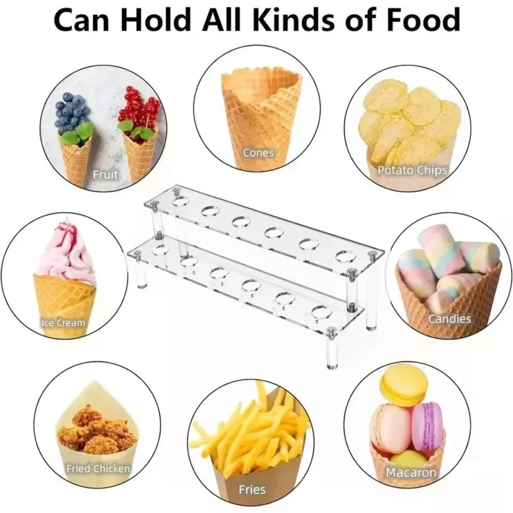 Trapezoidal Ice Cream Stand 2/3/4 Layers Clear Waffle Cone Display Stand Acrylic Cone Dessert Holder Tray For Wedding Party