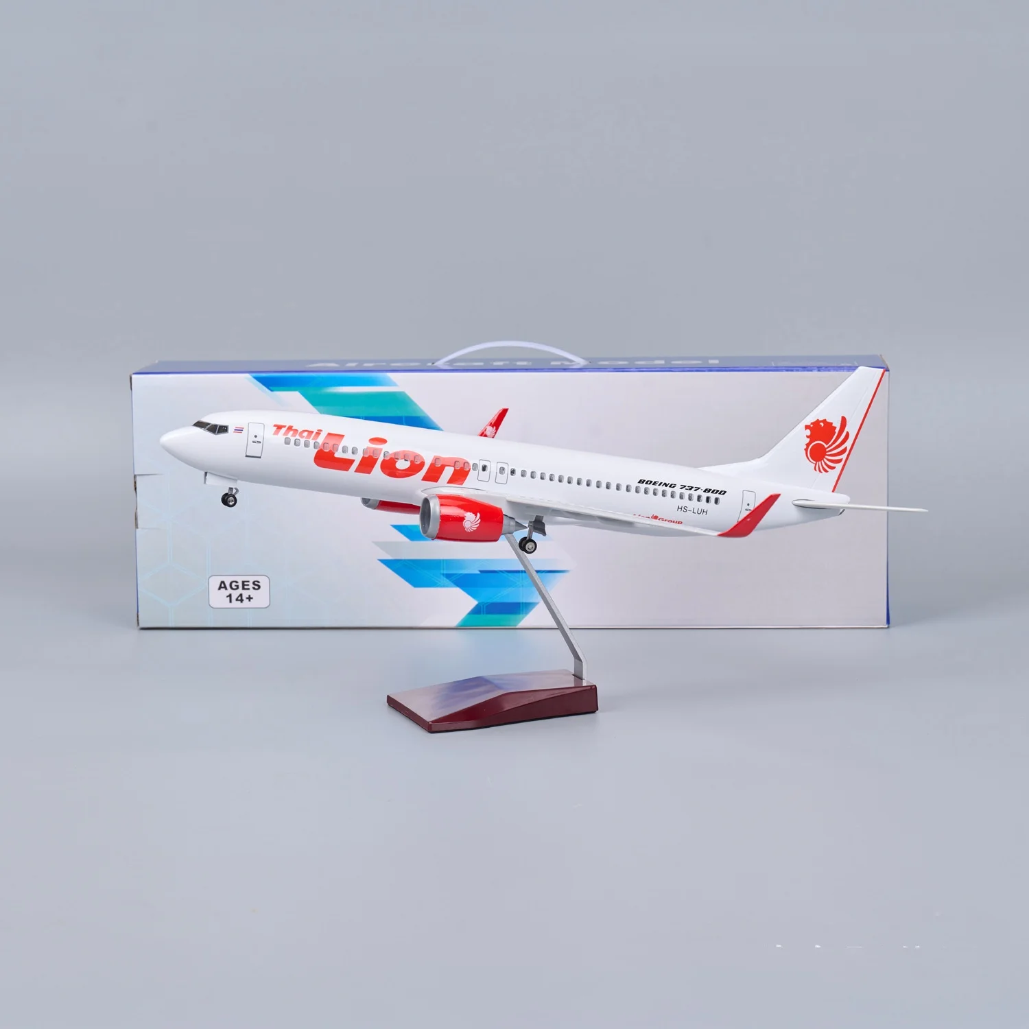 

47CM Airplane Model B737 Thai Lion Airways Resin Diecast collectible aircraft with Landing Gear Wheels Light