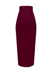 Falda Midi hasta la rodilla para mujer, Color caramelo, Sexy, neón, verde, rosa, naranja, amarillo, rosa, Falda de tubo de diseñador, 78cm