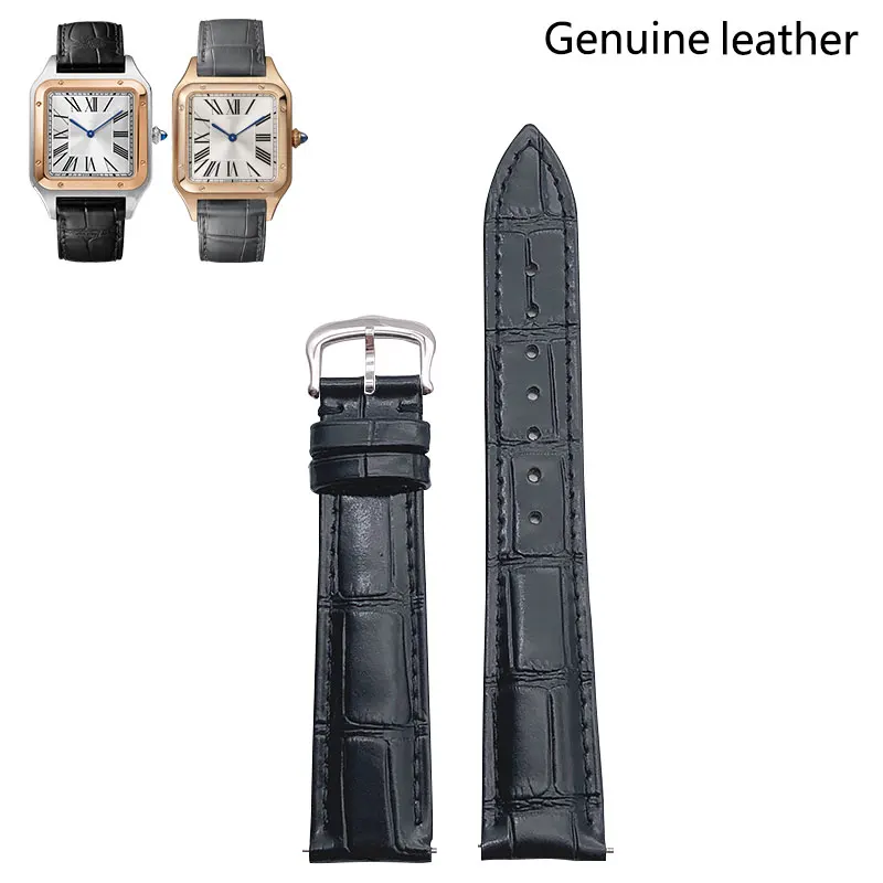 Full leather cowhide strap, high-end breathable and durable, suitable for CARTIER tank/solo/santos leather strap accessories