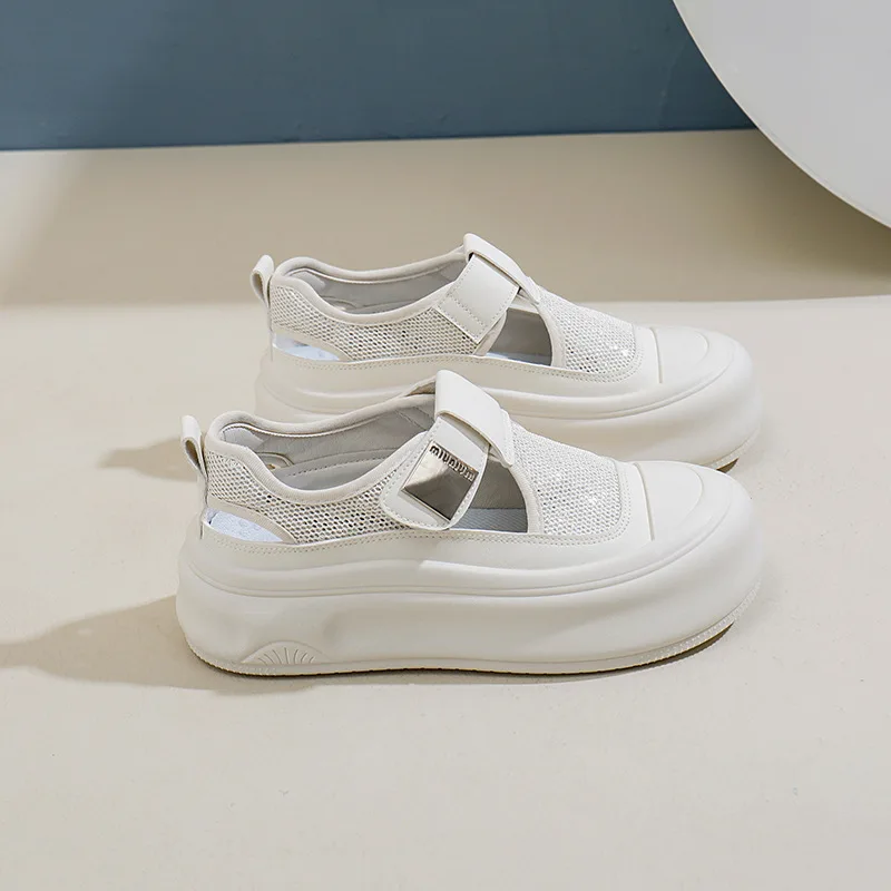

Women's Platform Shoes Summer New Hollow Breathable White Shoes Women's Low-top Casual Thick Sole Board Shoes Zapatos De Mujer