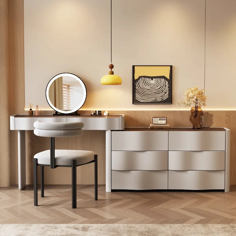 

Wave-shaped Makeup Vanities Integrated Modern Solid Wood Makeup Vanities Simple Bedroom Furniture Dressing Et Vanite YSSZT