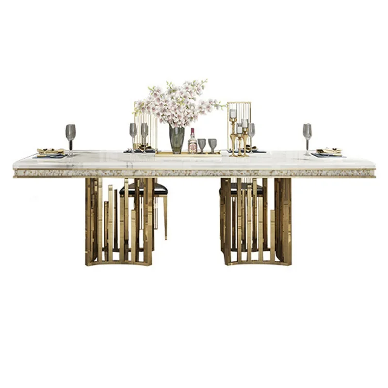 Combination House Large/small Dining Table Marble Top Dining Table Set Use Rectangular Stainless Steel Dining Room Modern Carton