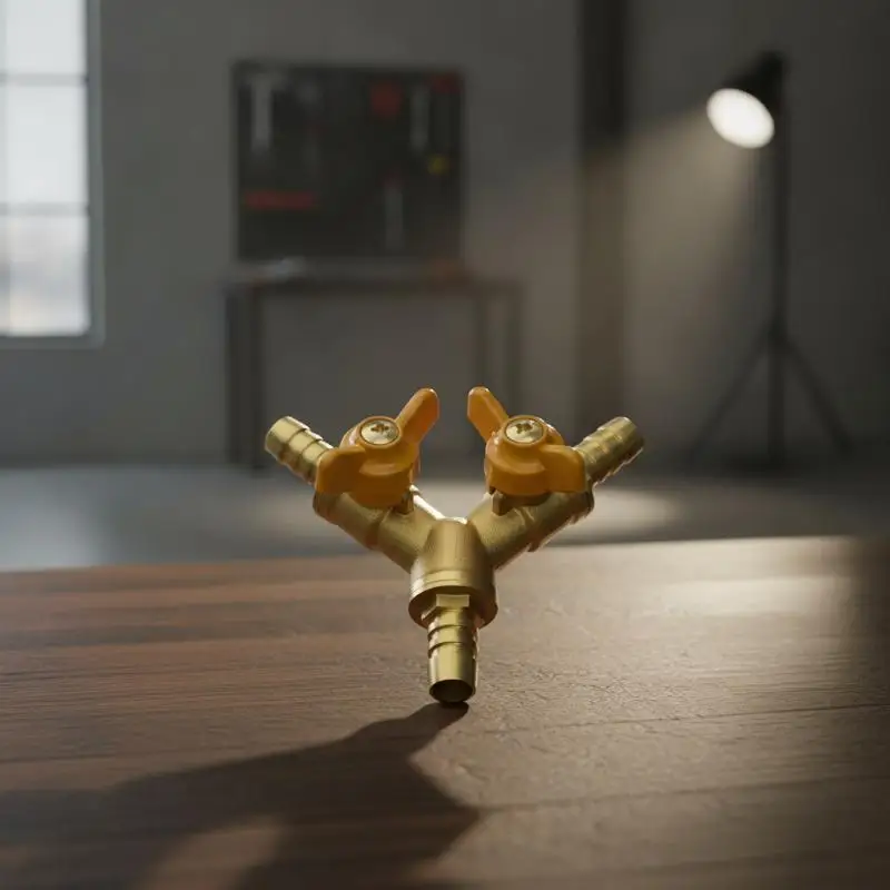3 Way Y Brass Ball Valve 2 Switch 11mm Hose Barb Durable Shut Off Adapter For Fuel Gas Water Oil