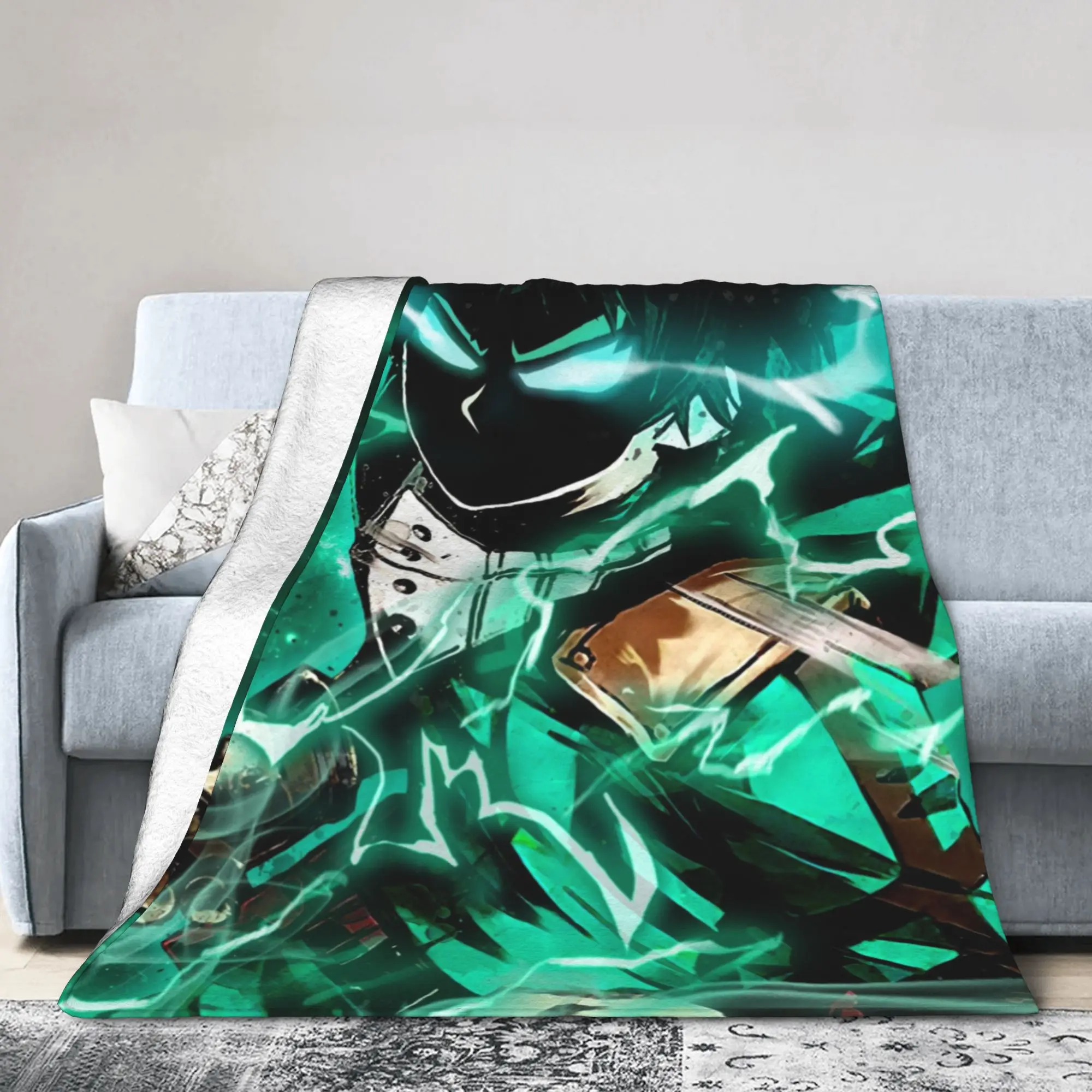 My Hero Academia Anime Blanket Midoriya Izuku Deku Plush Throw Blanket Summer Air Conditioning Printed Ultra-Soft Warm Bedsprea,