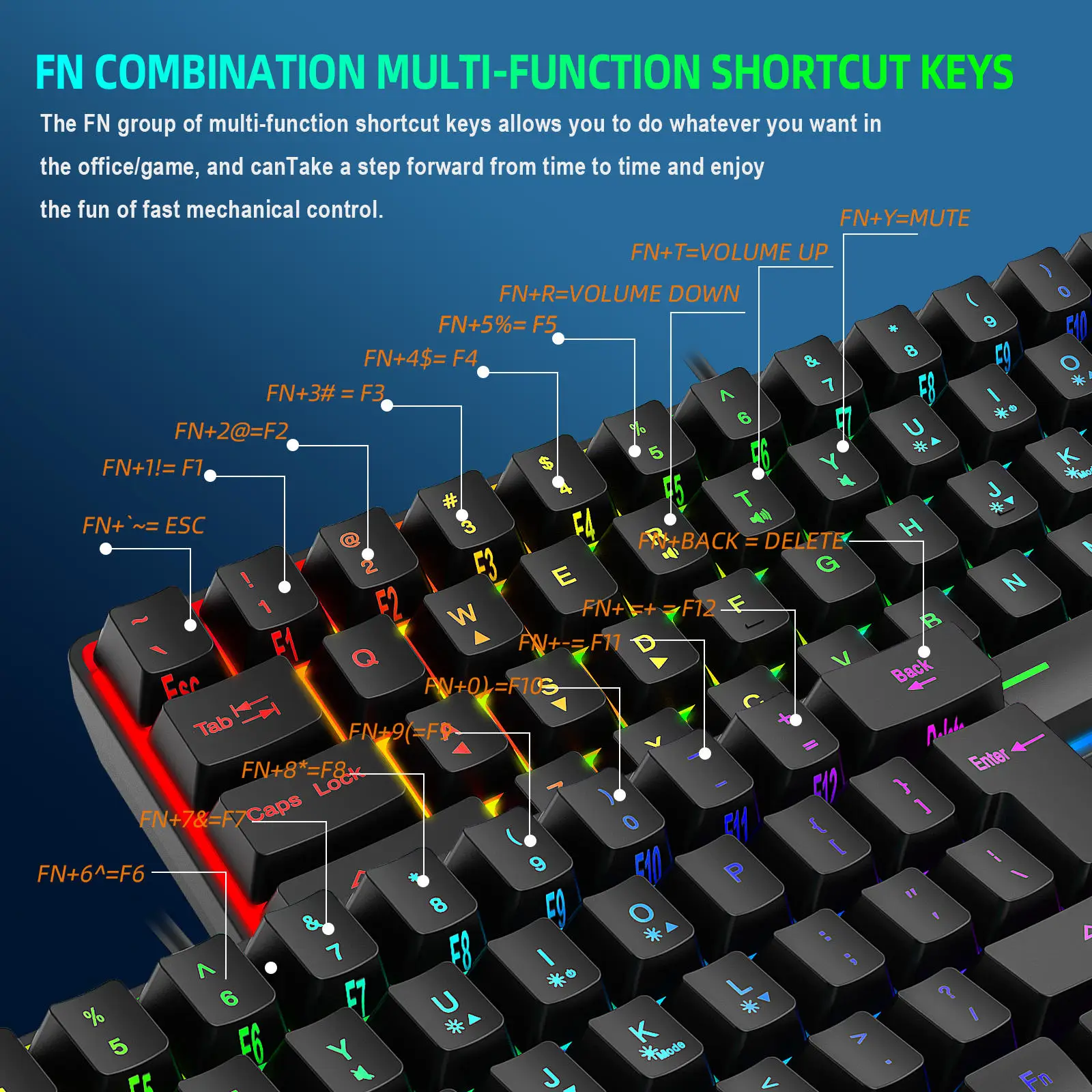 Multiple Color 61 Keys USB Wired RGB 60% Computer Gaming Small 60 Percent Keyboards