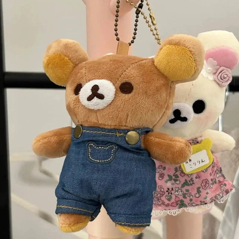ใหม่น่ารัก Rilakkuma คาวบอย Suspenders อุปกรณ์เสริม Denim พวงกุญแจหมีโซ่ซิปขนาดเล็กจี้จํากัดของเล่นเด็กสําหรับเด็ก