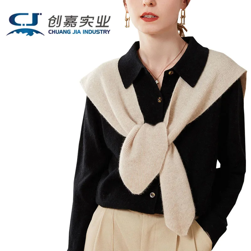 

Spring Autumn Cashmere Shawl for Women Knotted and Tied Wool Knitted Outer Scarf Solid Color Warm Shoulder Pads Soft and Light