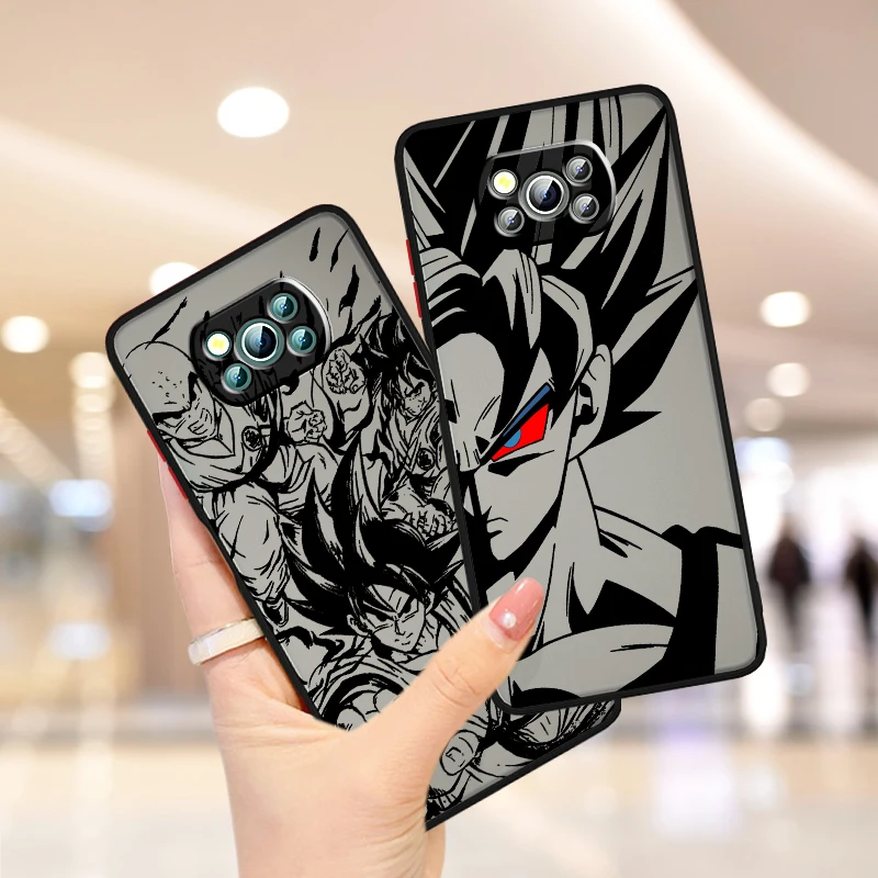 Luxury D-Dragon Ball Goku Frosted Translucent For Xiaomi Mi Poco X5 X4 X3 M6 M5S M5 M4 M3 F5 F4 F3 GT Pro 5G Back Phone Case