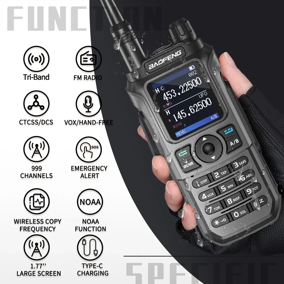 UV-21 Pro V2 Wireless Copy Frequency Mutli Band Powerful Waterproof Long Range UV-5R Long Range Type-C Two Way Ham Radio