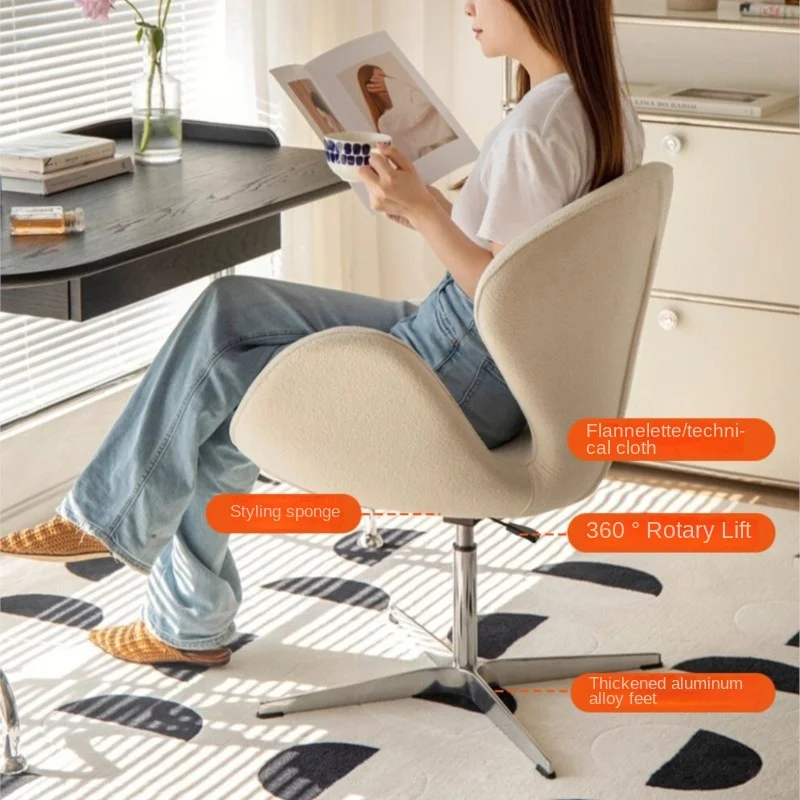 Olevo Wrapped Swan Chair, Small Sofa Comfortable Sitting Experience Simple Solid Color Adjustable Office Chair Make Up Stool