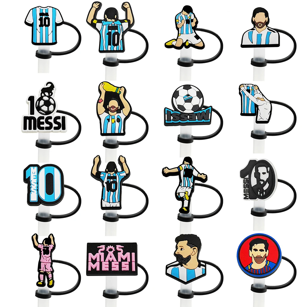 Football Star Silicone Straw Toppers for 10mm,Straw Caps for Glass Cup,with 30&40Oz Tumbler with Handle Dust-Proof Reusable