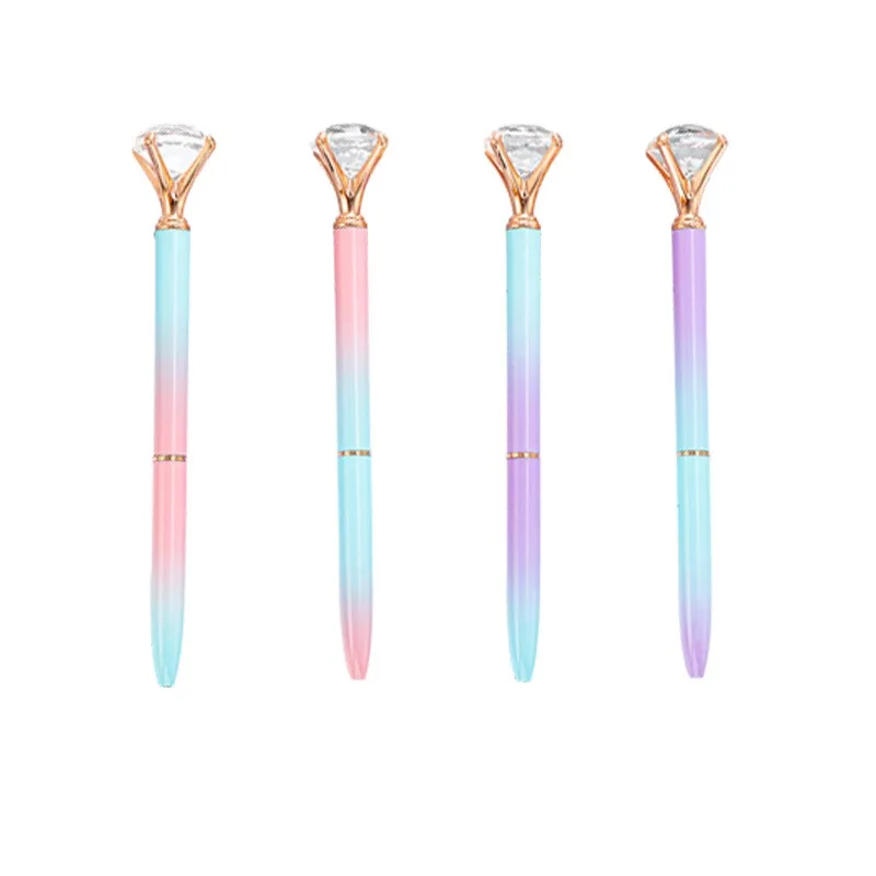Custom Logo Diamond Ball-point Pen Office Stationery Gifts Metal Diamond Crystal Pens Logo Printing Gradient Diamond Gift Pen