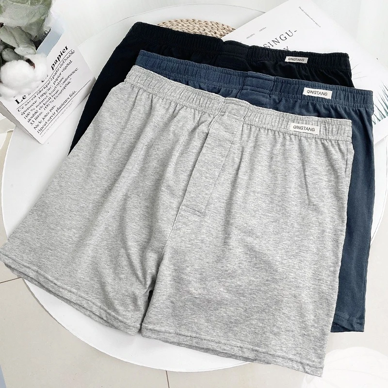Ropa interior grande para hombre, calzoncillos Boxer de algodón, cintura alta, transpirables, holgados, de talla grande, cómodos, pantalones cortos de verano antirozaduras