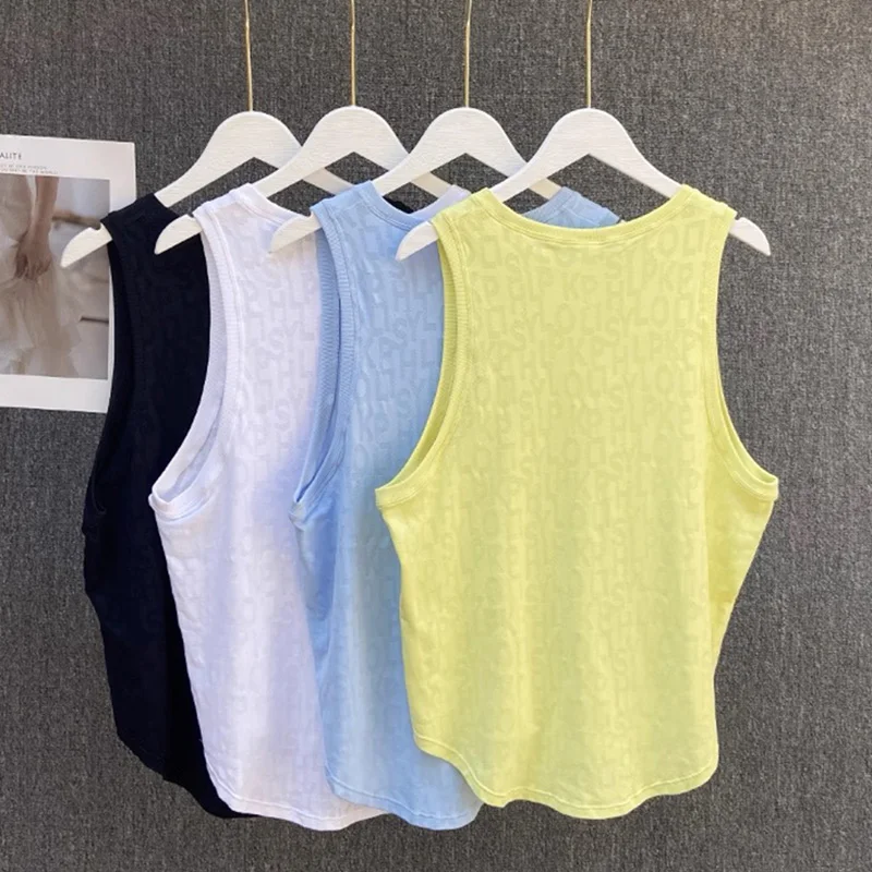New Sleeveless Pilates Sports Blouse for Women's Summer Thin Vest Fitness Quick-drying Sleeveless Yoga Shirts Top Loose Suit