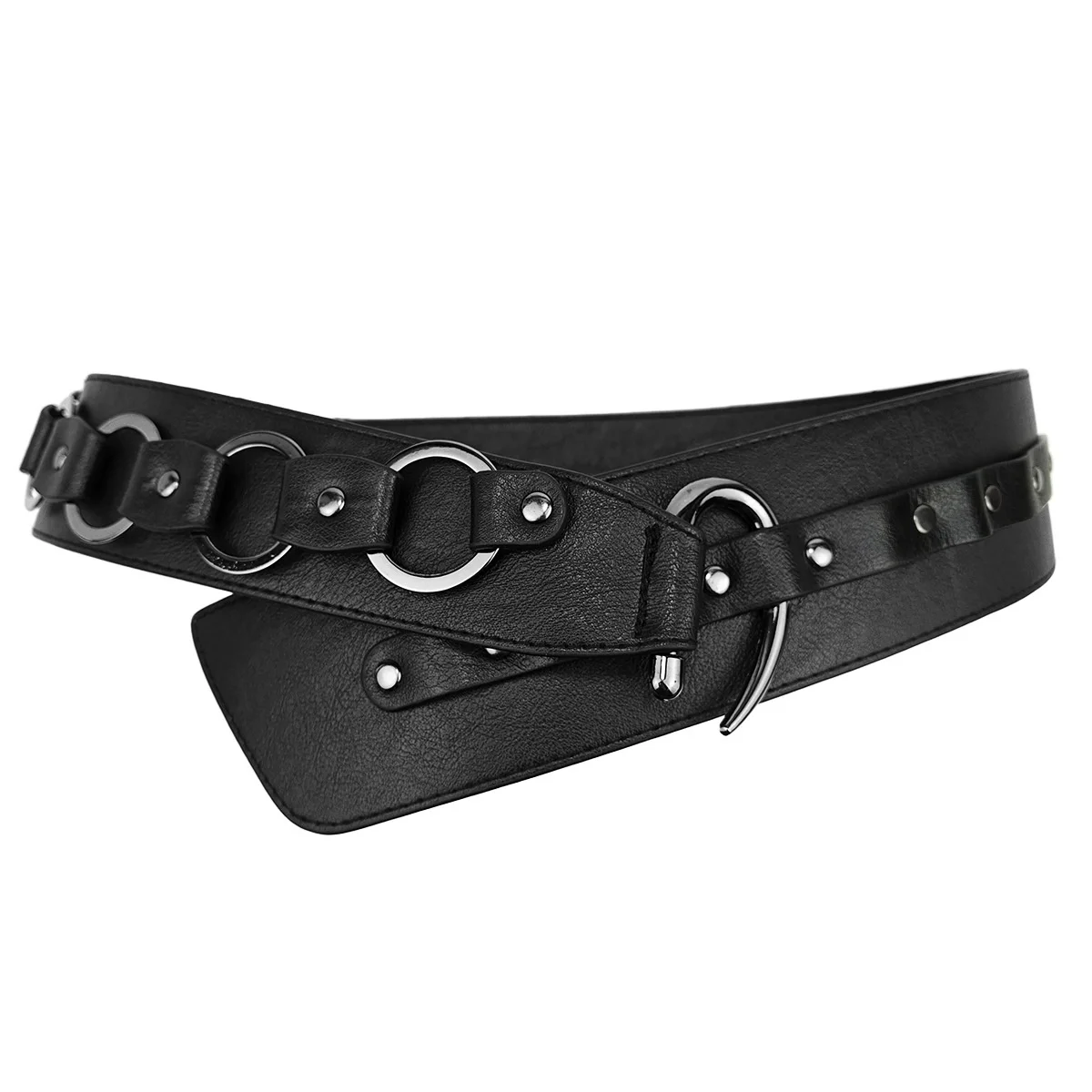 YK2 Retro nuevo estilo Cool Girl cinturón negro con hebilla cinturones para todas las ocasiones falda decorativa americana cinturón Punk de moda