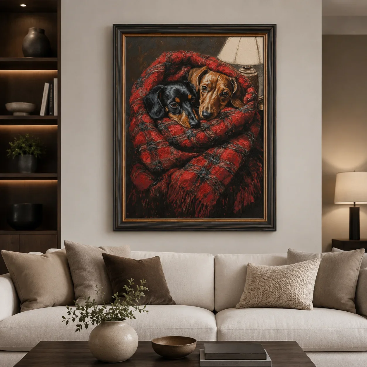[ZZ8630-Warm Winter Dachshund] Stamped Cross Stitch Kit 11/14/16/18CT Pre Printed Canvas Cotton Thread DIY Embroidery Wall Decor