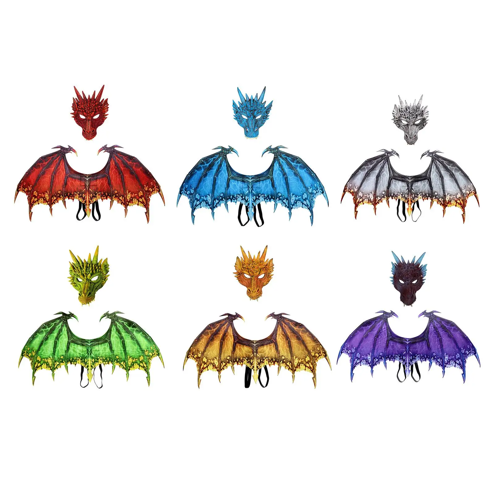 

Костюм дракона для сценических выступлений, взрослый, с крыльями и маской динозавра