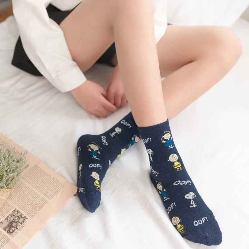 Snoopy Mid-calf Socks Children Cartoon Cotton Socks Women Men Breathable Anime Sports Socks Casual Student Personalize Sock Gift