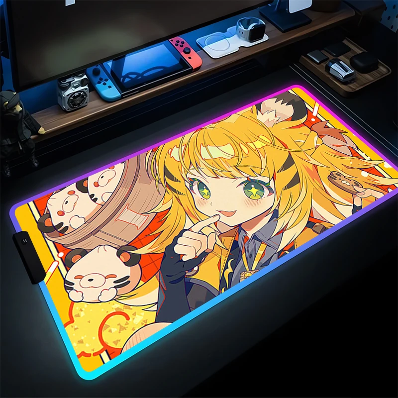 

Коврик для мыши RGB Kawaii Ju Fufu Игровые аксессуары Ноутбук Компьютер Zenless Zone Zero PC Gamer Коврик для клавиатуры Светодиодный настольный коврик Коврик для мыши