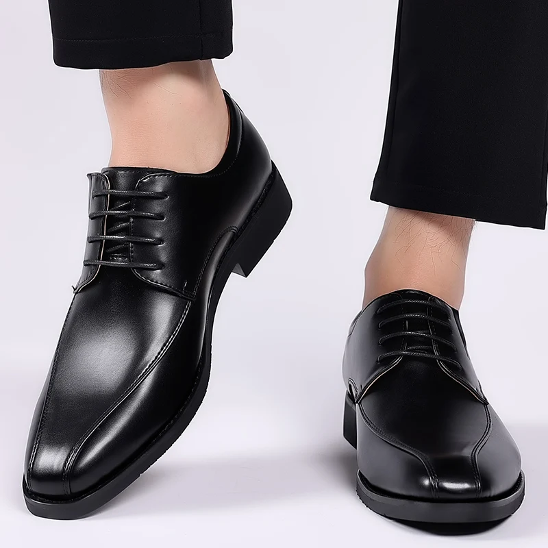 

Spring men's leather shoes, polished, elegant social shoes, men's business shoes, casual flat shoes, men's party shoes