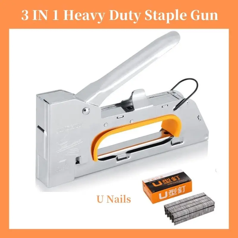 

3 IN 1 Heavy Duty Staple Gun For DIY Home Decoration Furniture Wood Frame Stapler Multitool Manual Nail Gun with U Nails