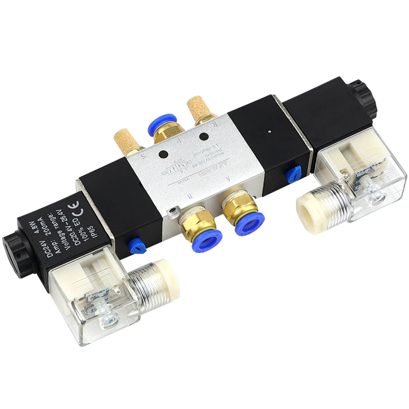 

High Quality Solenoid Valve 220V 4V220-08 DC 12V 24V AC110V 220V Pneumatic Air 5 way 2 Position 1/4&quot Coil Alloy Internal ﻿
