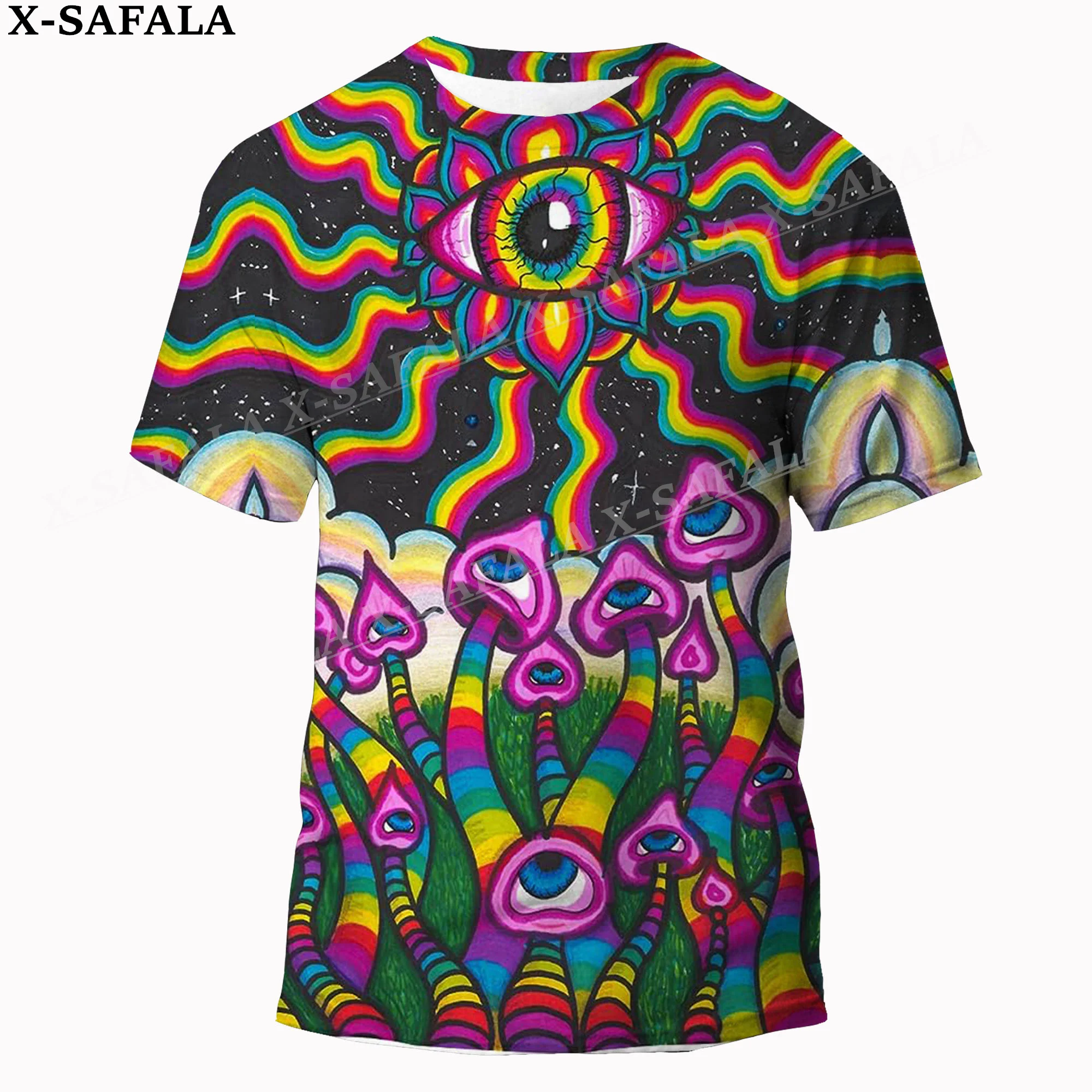 Hippie Psychedelic Trippy Eyes Customized 3D Prints High Quality Milk Fiber T-shirt Round Neck Men Female Casual Tops-3