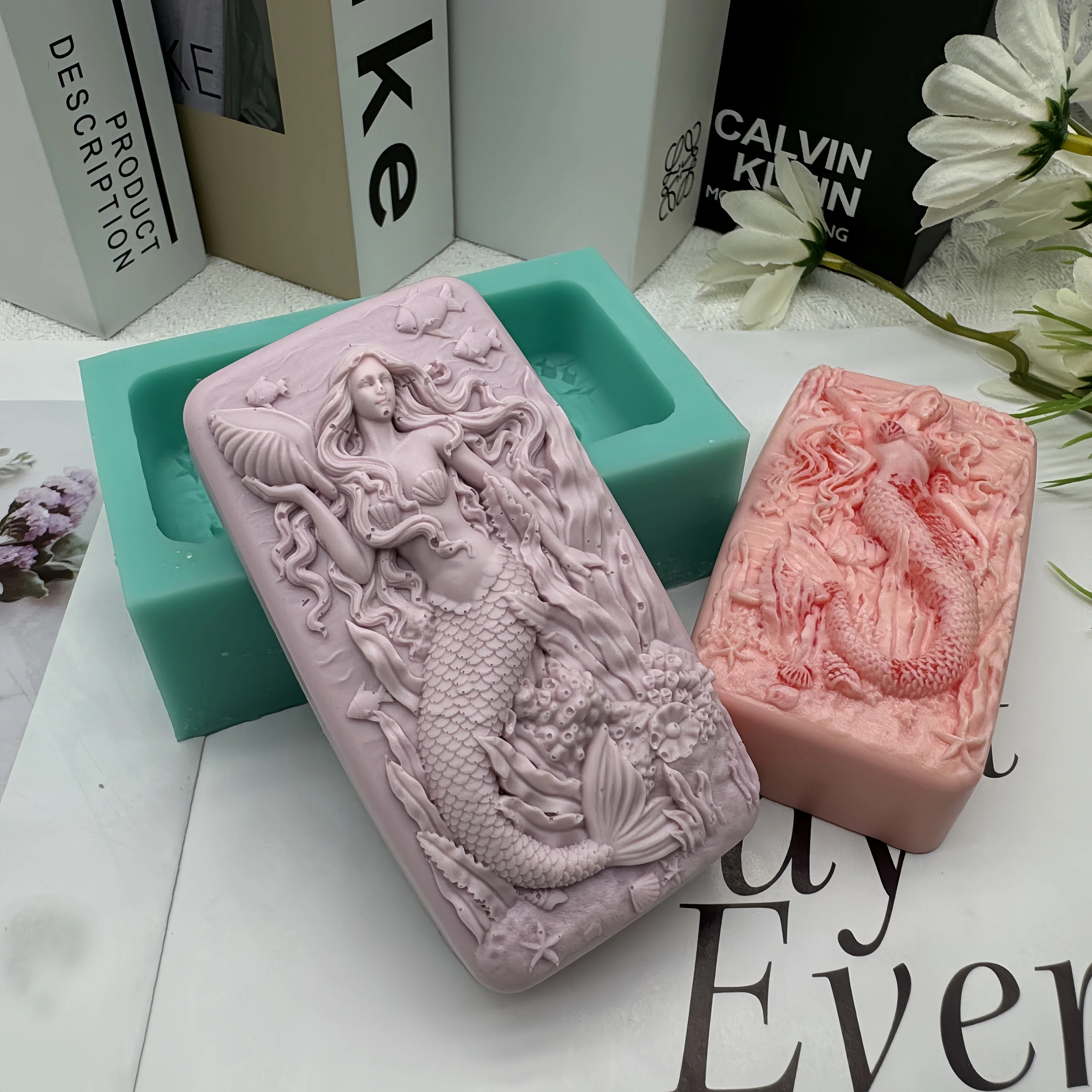 Soft Silicone Mermaid Design Soap Mold, Bar Soap Making, Chocolate Cake, Resin Craft, Aromatherapy Gypsum Molds