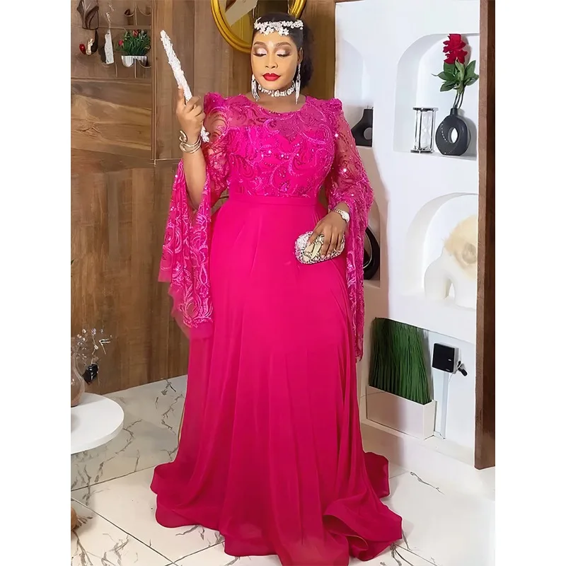 

Sequin Plus Size African Party Dresses for Women 2025 Fashion Dashiki Ankara Wedding Gowns Elegant Muslim Maxi Dress Outfits