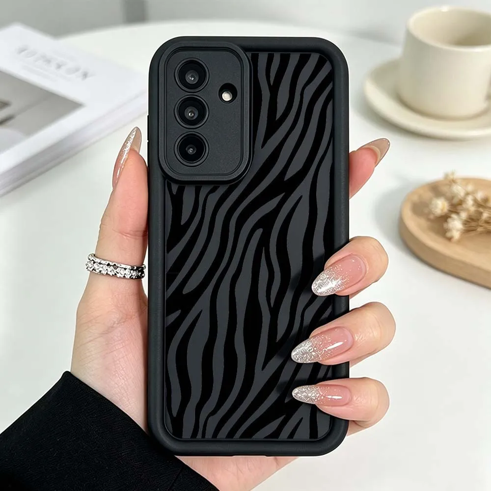 Luxury Zebra Pattern Phone Case For Samsung Galaxy A71 A57 A56 A55 A54 A53 A52s A17 A16 A06 Eye Ladder Silicone Cover