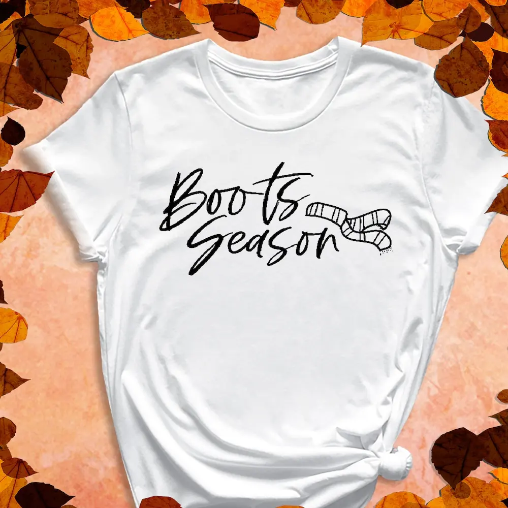 Boots Season Scarf Fall T Shirt Vibes Design Autumn