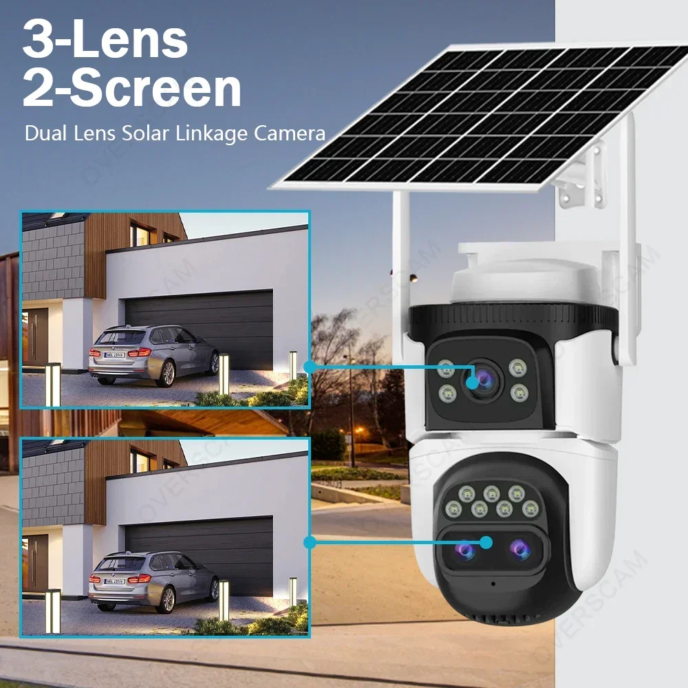 8K 15MP 4G Sim Card Dual Lens 10X Zoom IP66 Waterproof Outdoor Auto-tracking Camera Infrared Lamp 8W Solar Panel Wide Angle Cam