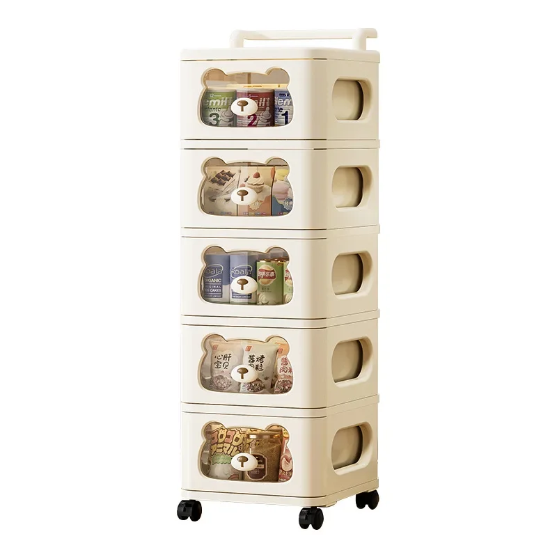 Household bedroom trolley rack, snack beverage wheel storage rack, multi-layer convenient sorting storage rack