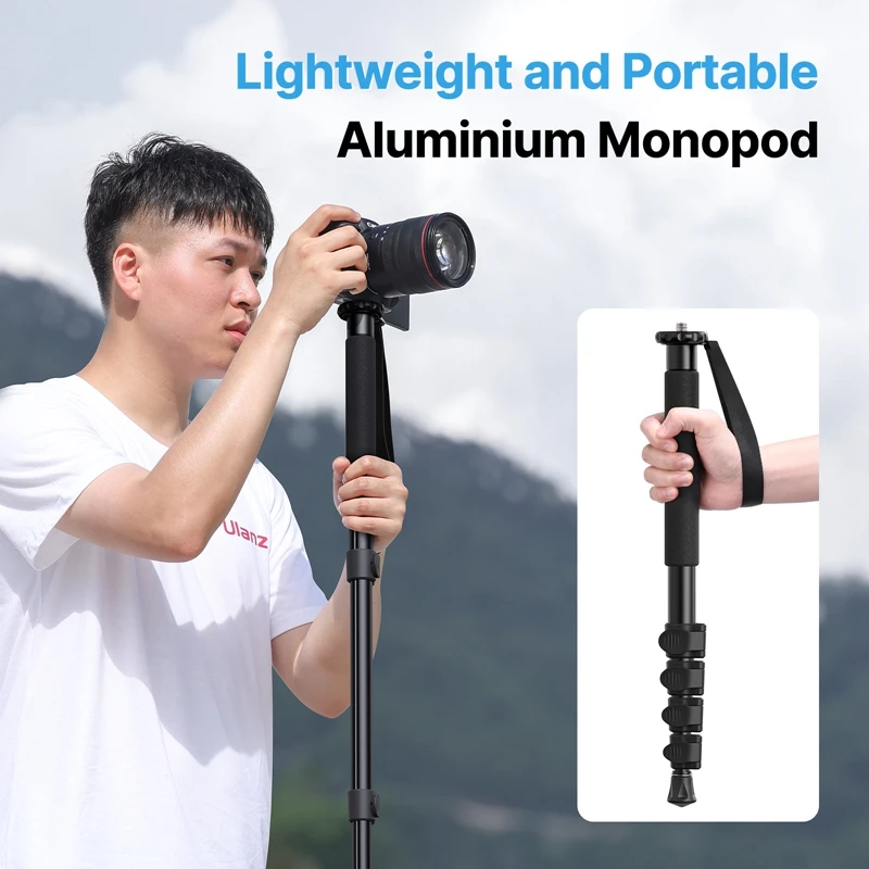 Ulanzi Lightweight Aluminium Monopod Max 155cm Extend 5KG Load DSLR Camera Tripod for Hiking Travel Selfie Stick 1/4''3/8''