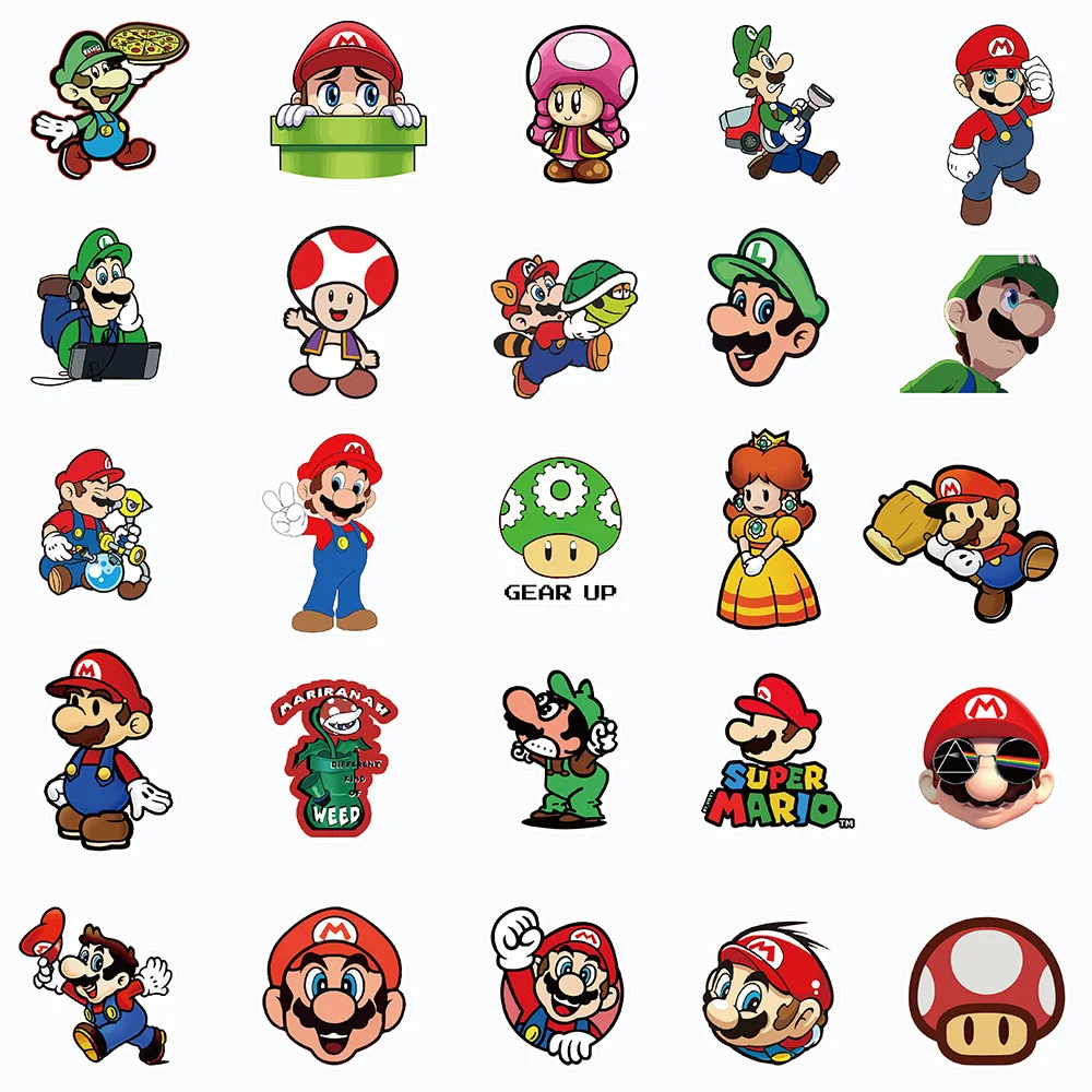 10/30/50PCS Game Super Mario Bros Anime Sticker DIY Graffiti Phone Laptop Luggage Skateboard Vinyl Cartoon Sticker for Kids Toys