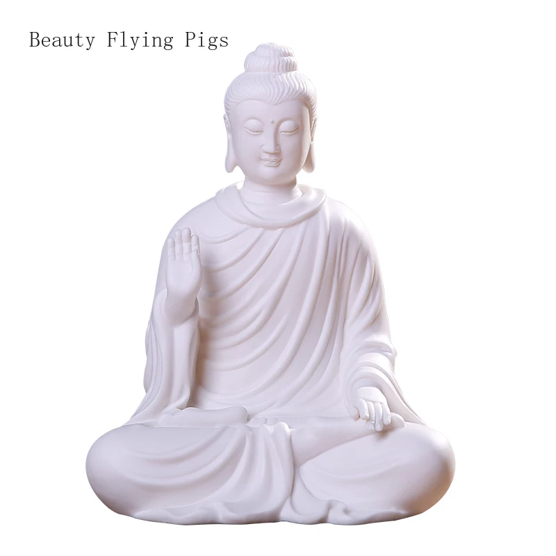 1PCS Ceramic Buddha Shakyamuni Buddha Statue Ornament Home Living Room Zen Decoration Crafts