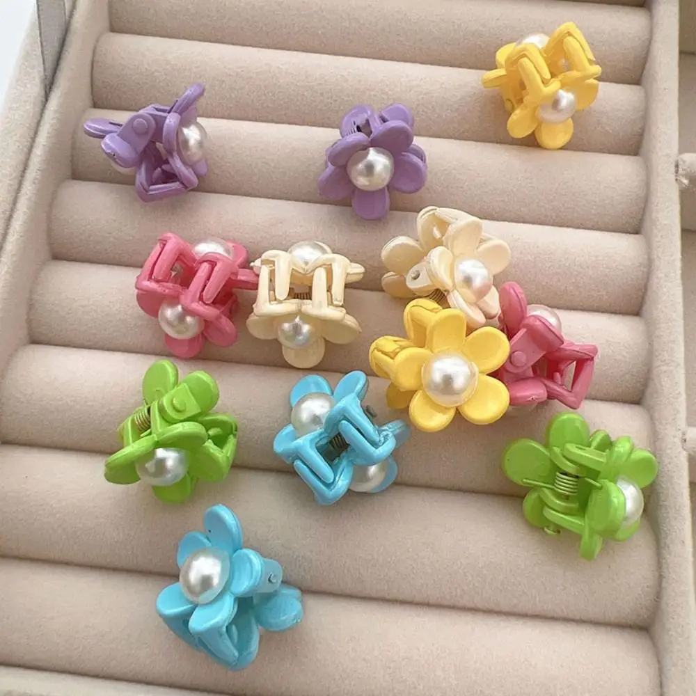 6PC Pearl Camellia Hair Clip Small Flower Beach Vacation Bobby Pin Candy Color Plastic Spring Barrettes Girls Braiding Hair Tool